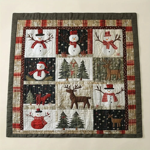 Christmas Patchwork Fleece Blanket - Rustic Holiday Design variation