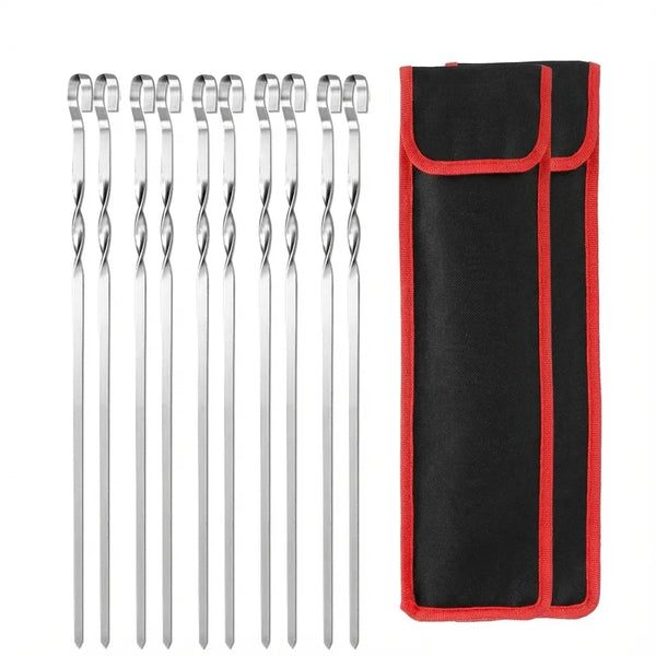 Stainless Steel BBQ Skewers - Flat Blade with Bag variation
