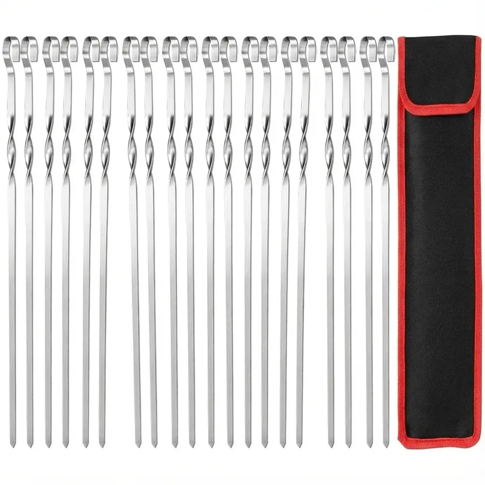Stainless Steel BBQ Skewers - Flat Blade with Bag variation