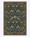 Botanical Bird Area Rug - Vintage Arts & Crafts Style variation