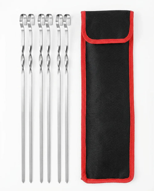 Stainless Steel BBQ Skewers - Flat Blade with Bag variation