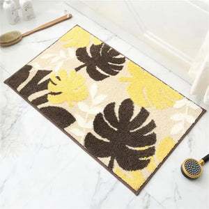 Tropical Leaf Bath Mat - Soft Absorbent Cotton - Tropical Leaf Green