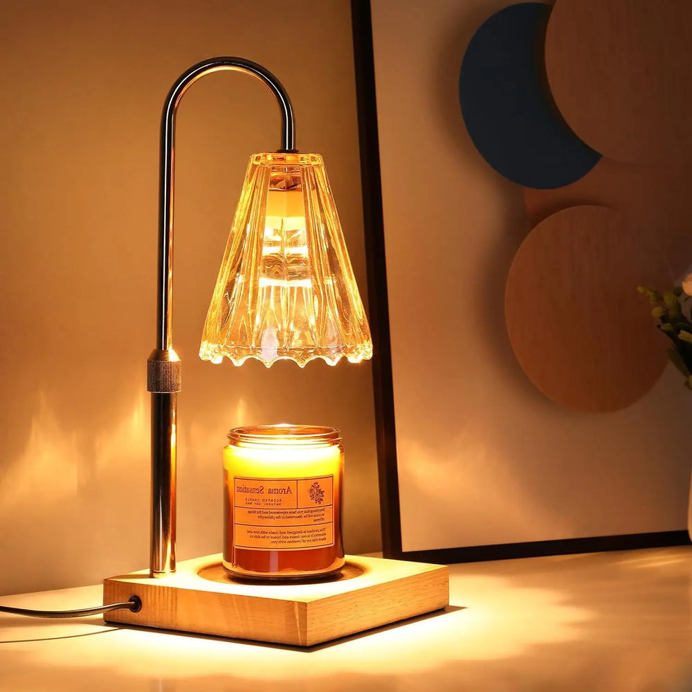 Candle Warmer Lamp - Dimmable Wood & Glass Design