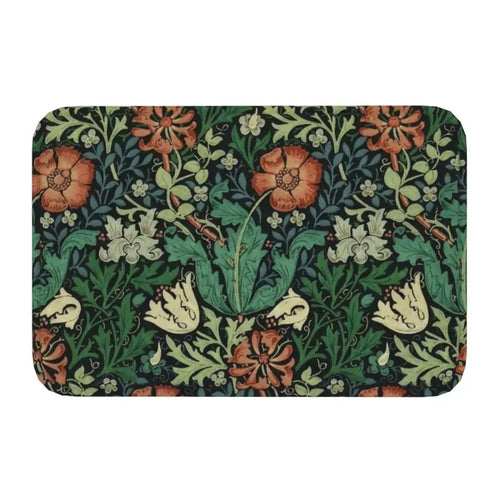 William Morris Doormat - Floral Pattern Non-Slip Mat - Compton
