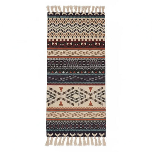 Boho Geometric Runner Rug with Tassel Fringe variation