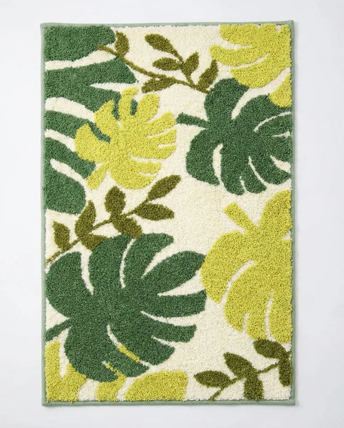 Tropical Leaf Bath Mat - Soft Absorbent Microfiber variation