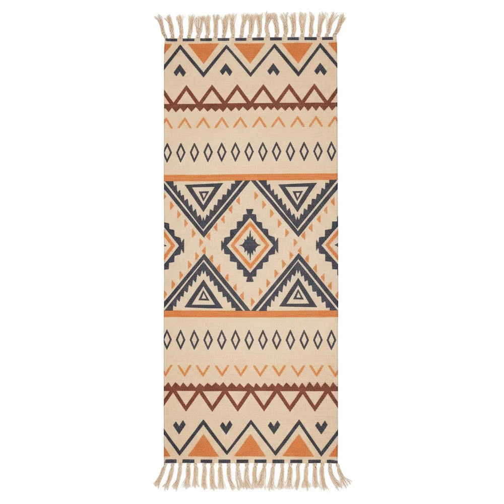 Boho Geometric Runner Rug with Tassel Fringe variation