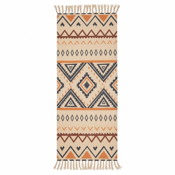 Boho Geometric Runner Rug with Tassel Fringe variation
