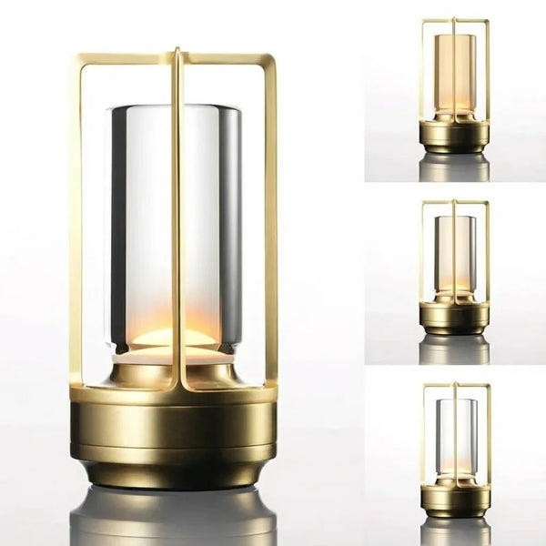 Cordless LED Table Lamp - Touch Dimmable Metal Lantern variation