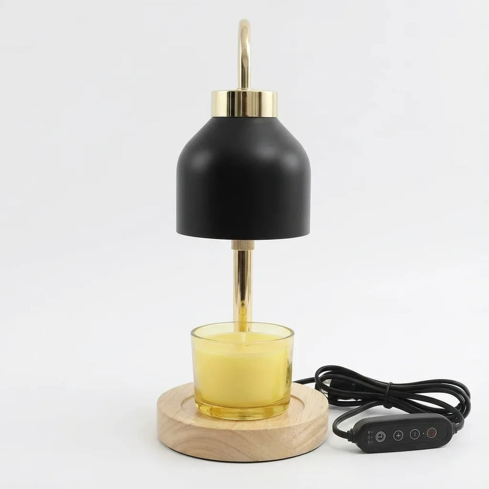 Candle Warmer Lamp - Dimmable Gold & Black Wood Base variation