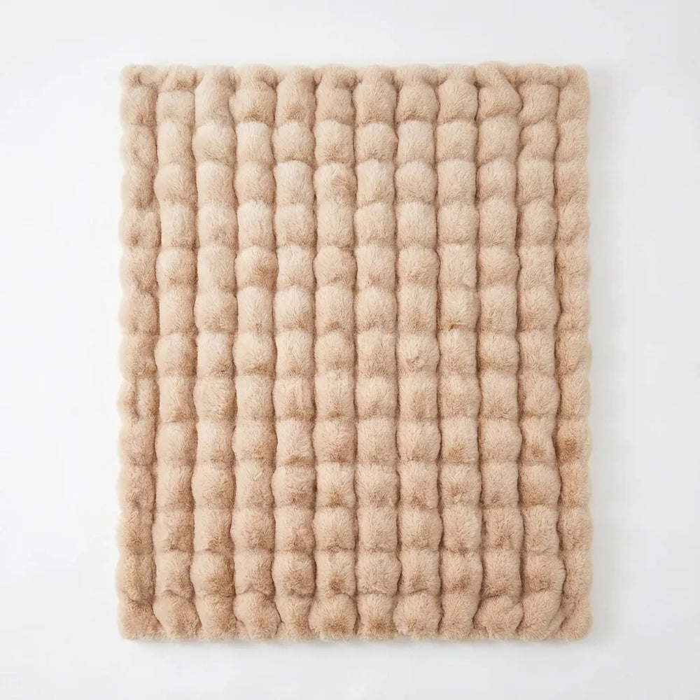 Faux Fur Throw Blanket - Plush Bubble Texture variation