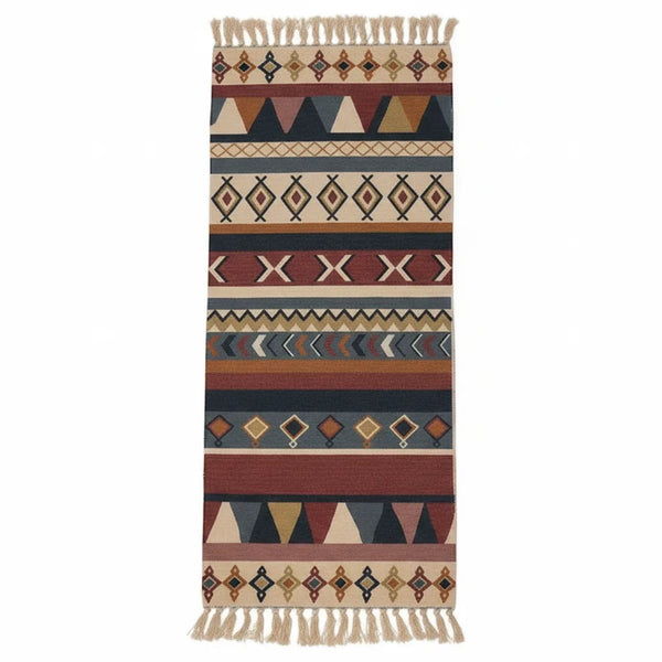 Boho Geometric Runner Rug with Tassel Fringe variation