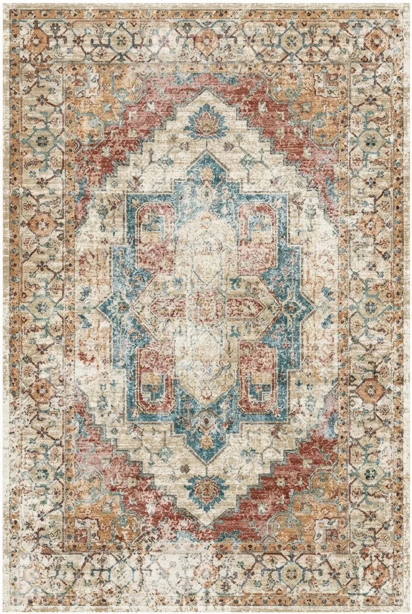 Vintage Persian Area Rug - Distressed Medallion Style variation