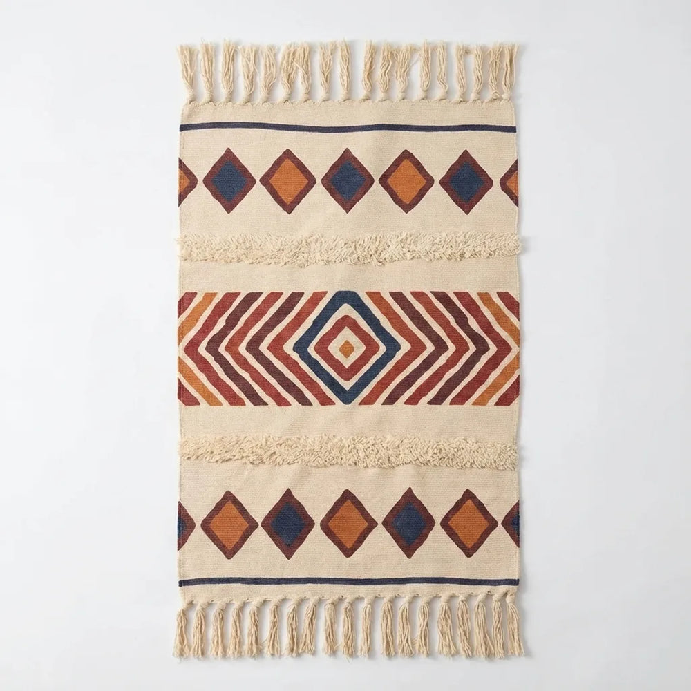 Boho Tassel Rug - Woven Cotton Accent Mat variation
