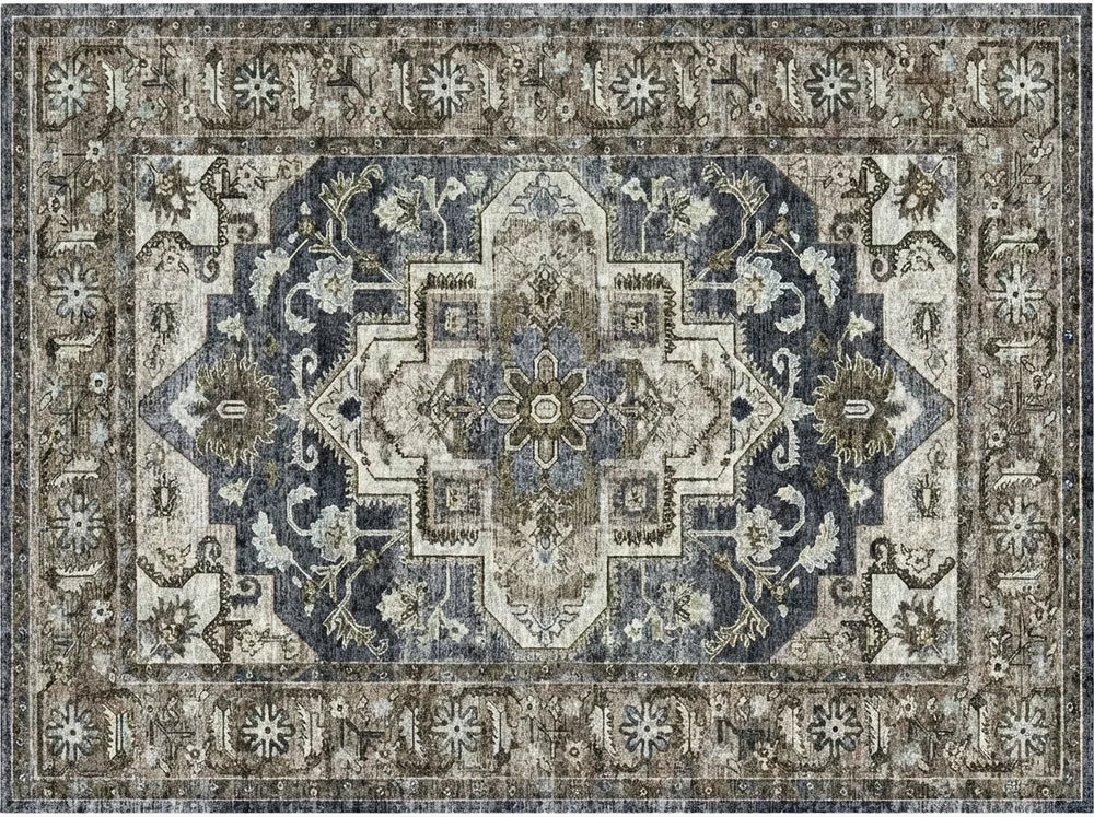 Persian Medallion Area Rug - Vintage Style Non-Slip variation