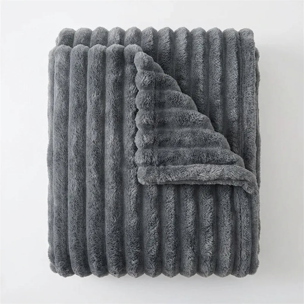 Faux Fur Throw Blanket - Ultra Plush Ribbed Velvet variation