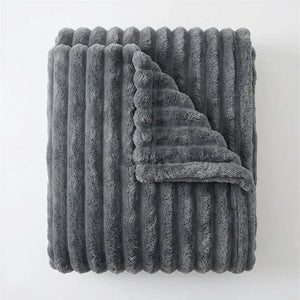 Faux Fur Throw Blanket - Ultra Plush Ribbed Velvet variation
