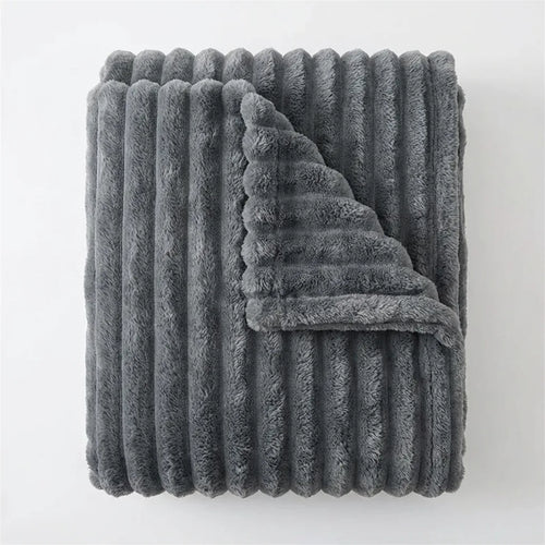 Faux Fur Throw Blanket - Ultra Plush Ribbed Velvet variation