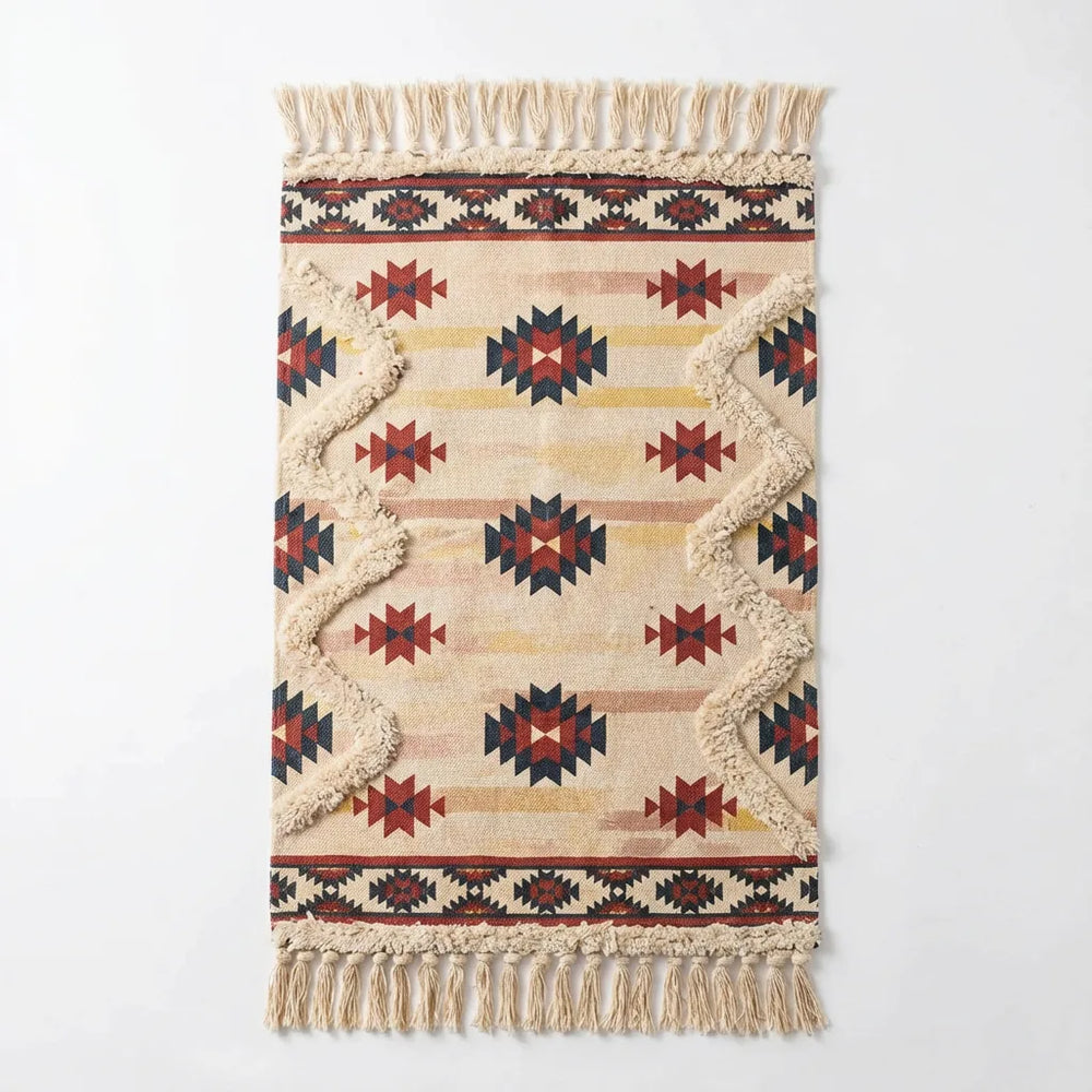 Boho Tassel Rug - Woven Cotton Accent Mat variation