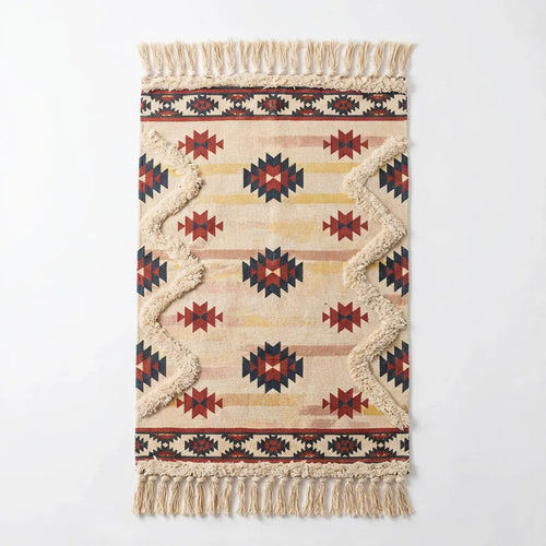 Boho Tassel Rug - Woven Cotton Accent Mat variation