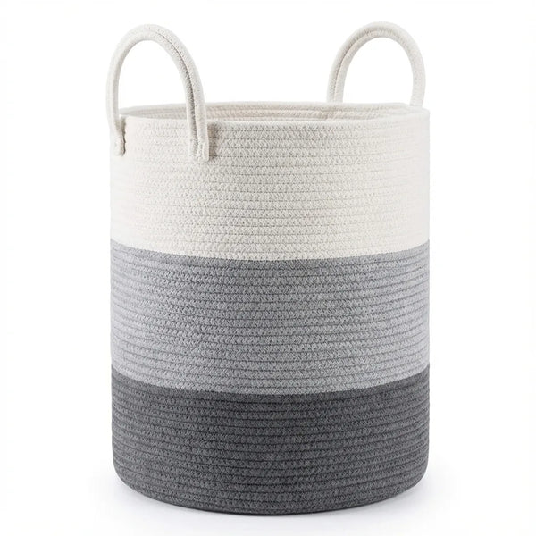 Woven Cotton Rope Storage Basket with Handles variation