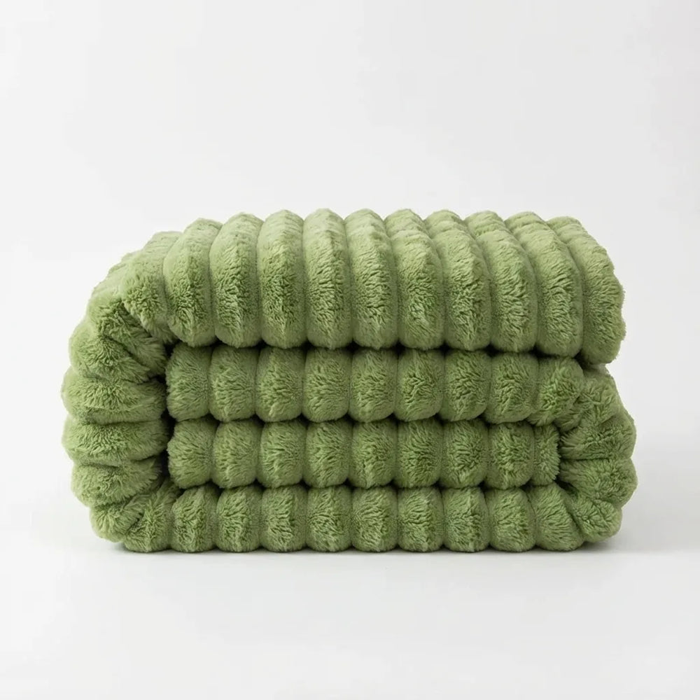 Ribbed Faux Fur Throw Blanket - Ultra Soft Plush variation