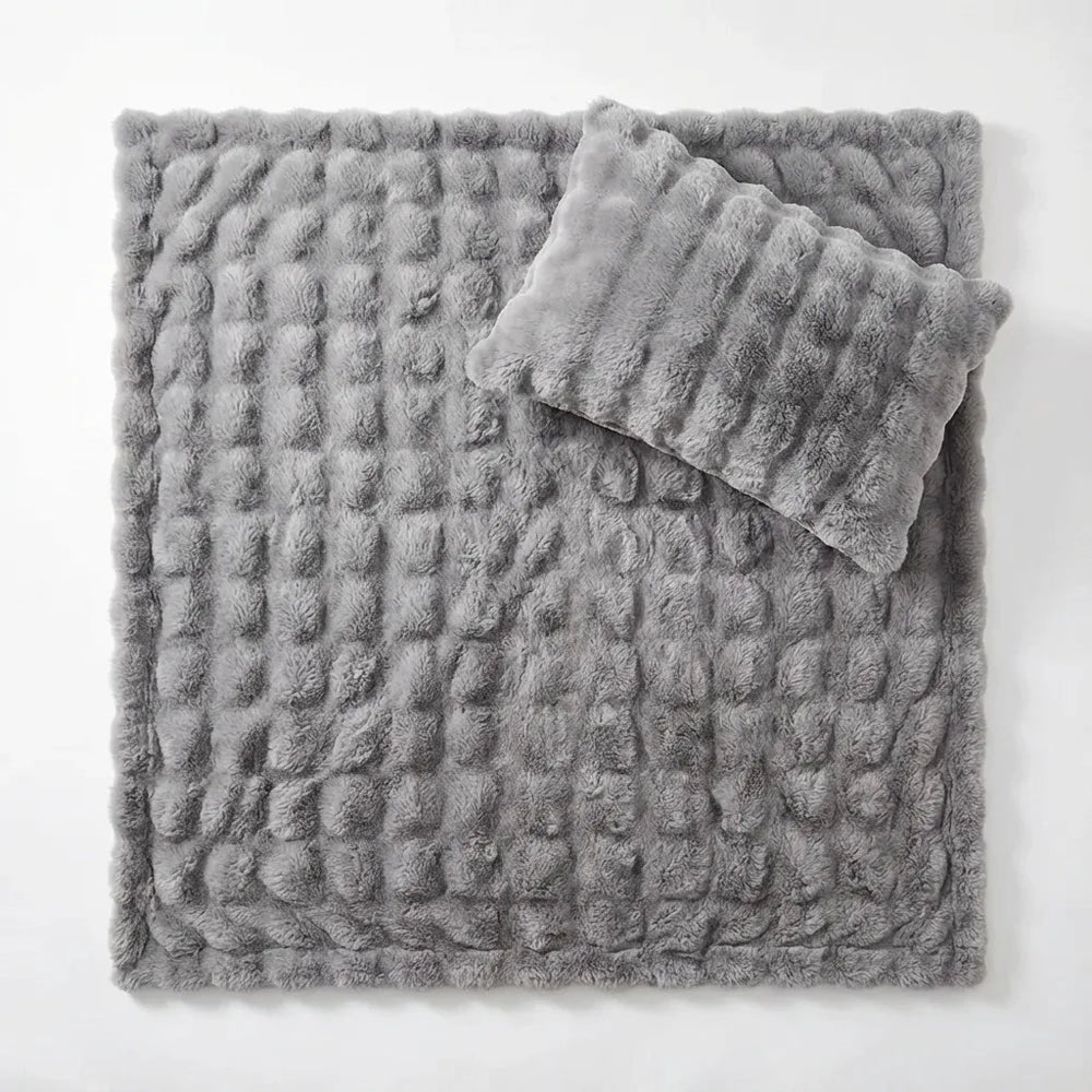 Plush Faux Fur Throw Blanket - Cozy Bubble Texture variation
