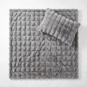 Plush Faux Fur Throw Blanket - Cozy Bubble Texture variation