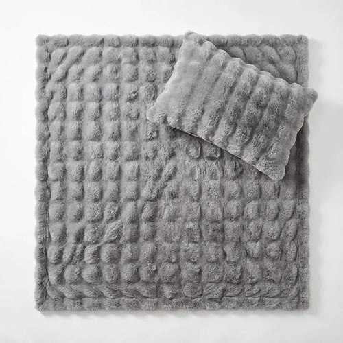 Plush Faux Fur Throw Blanket - Cozy Bubble Texture variation