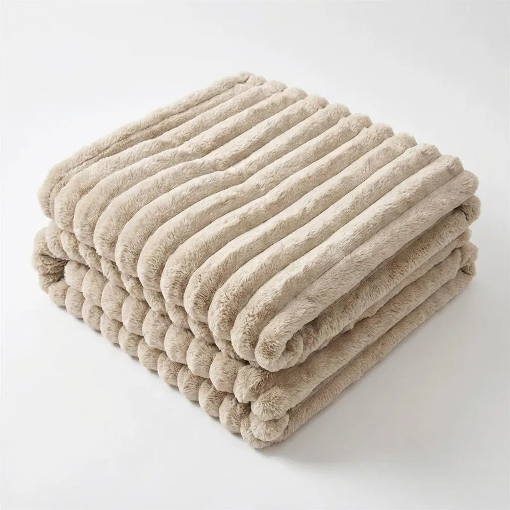 Ribbed Plush Throw Blanket - Ultra-Soft Faux Fur variation