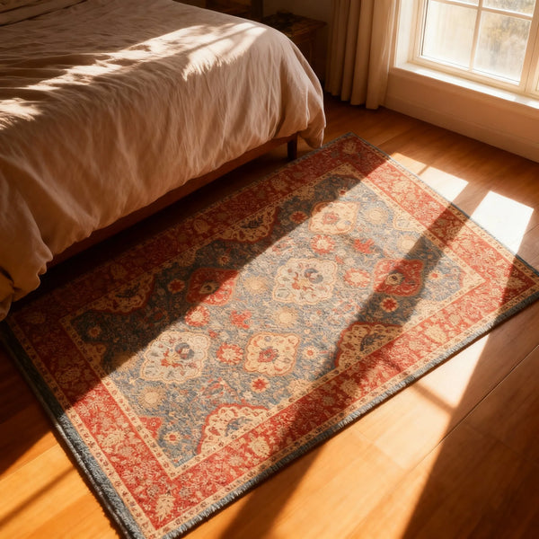 Non-Slip Area Rug - Soft Flannel Design - Lifestyle Context