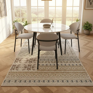 Tribal Pattern Area Rug - Bohemian Flat Weave - Lifestyle Context