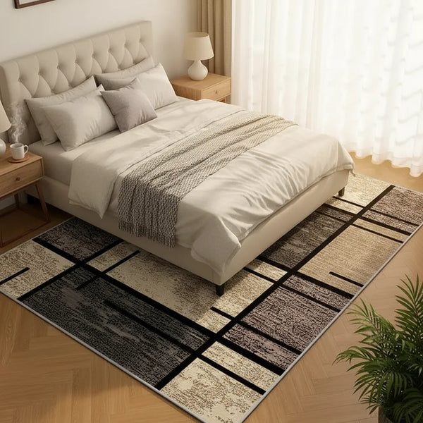 Modern Geometric Area Rug - Non-Slip Soft Flannel - Lifestyle Context