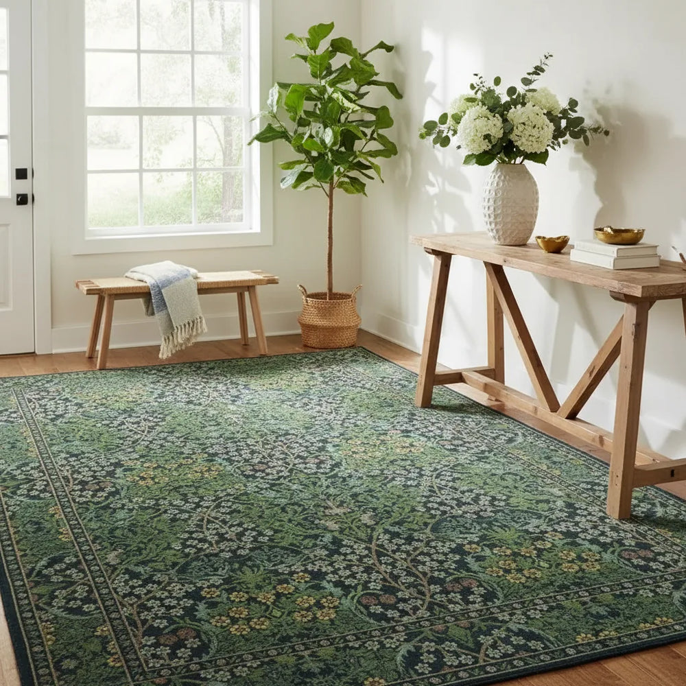 Vintage Botanical Rug - Machine Washable variation