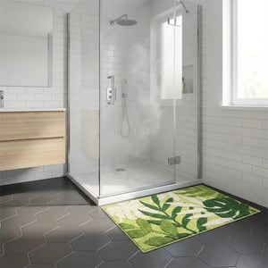 Tropical Leaf Bath Mat - Soft Absorbent Microfiber - Lifestyle Context