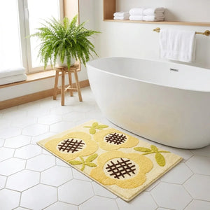 Soft Tufted Bath Mat - Absorbent Botanical Design - Lifestyle Context