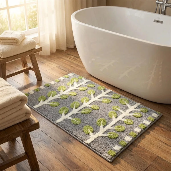 Botanical Bath Mat - Soft Tufted Microfiber - Lifestyle Context