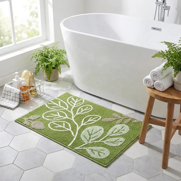 Botanical Bath Mat - Soft Absorbent Microfiber - Lifestyle Context