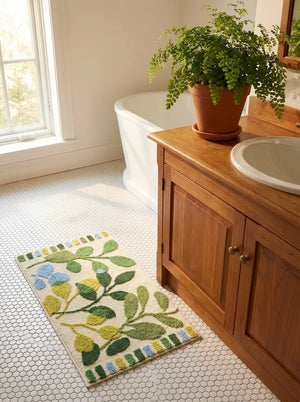 Botanical Bath Mat - Soft Absorbent Tufted Design - Lifestyle Context