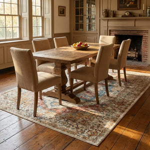 Vintage Persian Area Rug - Distressed Medallion Style - Lifestyle Context