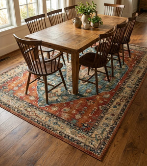 Vintage Persian Area Rug - Non-Slip Medallion Design - Lifestyle Context
