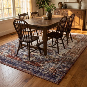 Vintage Persian Area Rug - Distressed Medallion Design - Lifestyle Context