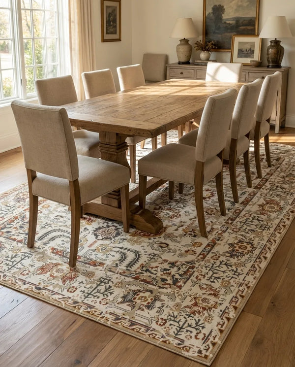 Vintage Persian Area Rug - Distressed Medallion Design - Lifestyle Context