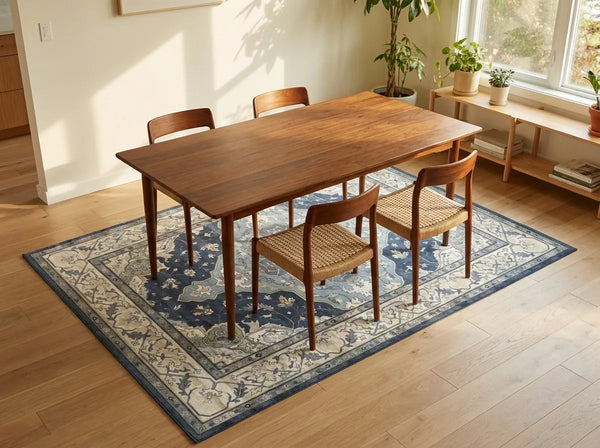 Vintage Persian Area Rug - Non-Slip Medallion - Lifestyle Context