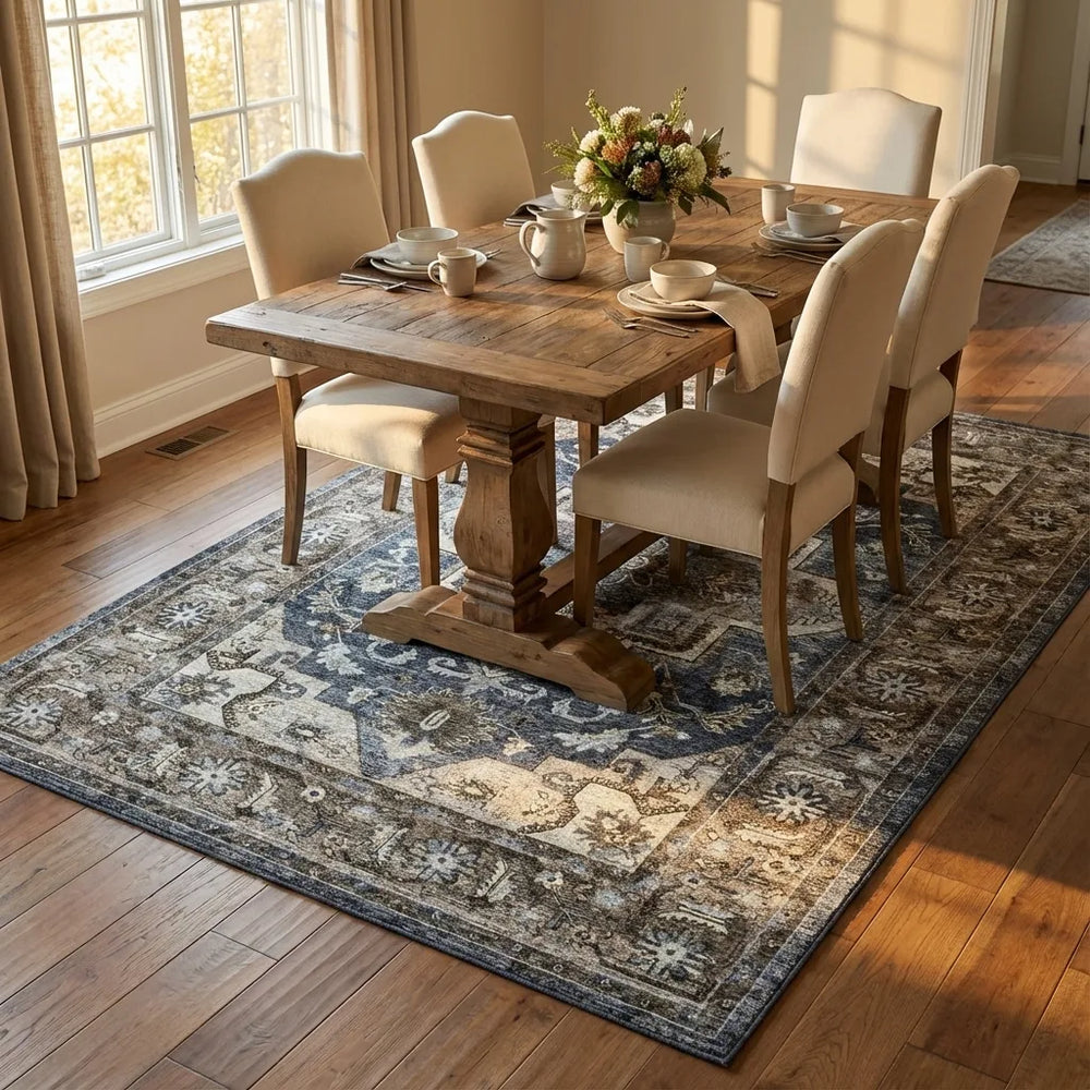 Persian Medallion Area Rug - Vintage Style Non-Slip variation