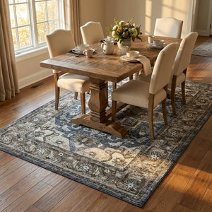Persian Medallion Area Rug - Vintage Style Non-Slip - Lifestyle Context