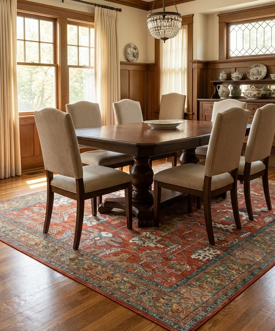 Persian Area Rug - Vintage Medallion Non-Slip Design variation