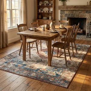 Vintage Persian Area Rug - Non-Slip Medallion Design - Lifestyle Context