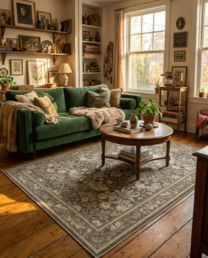 Botanical Bird Area Rug - William Morris Style - Lifestyle Context