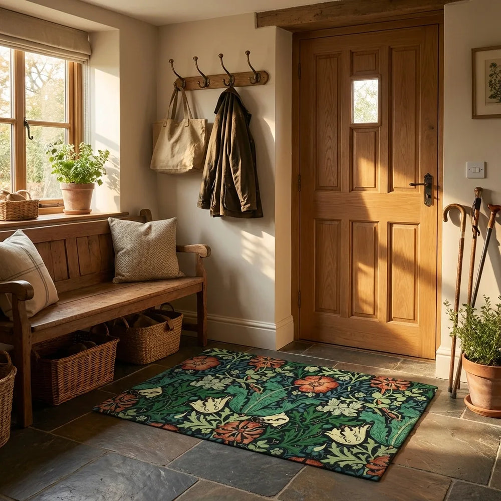 William Morris Doormat - Floral Arts & Crafts Design variation
